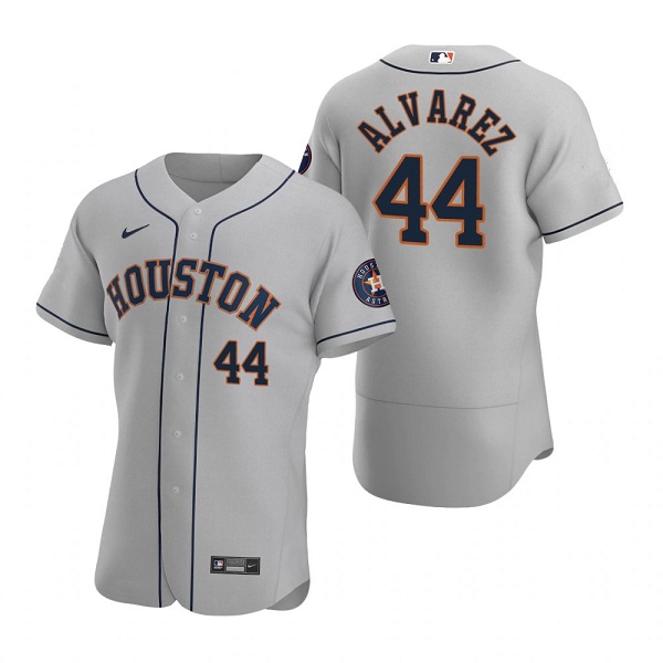 Men's Gray Houston Astros #44 Yordan Alvarez Flex Base Stitched Jersey